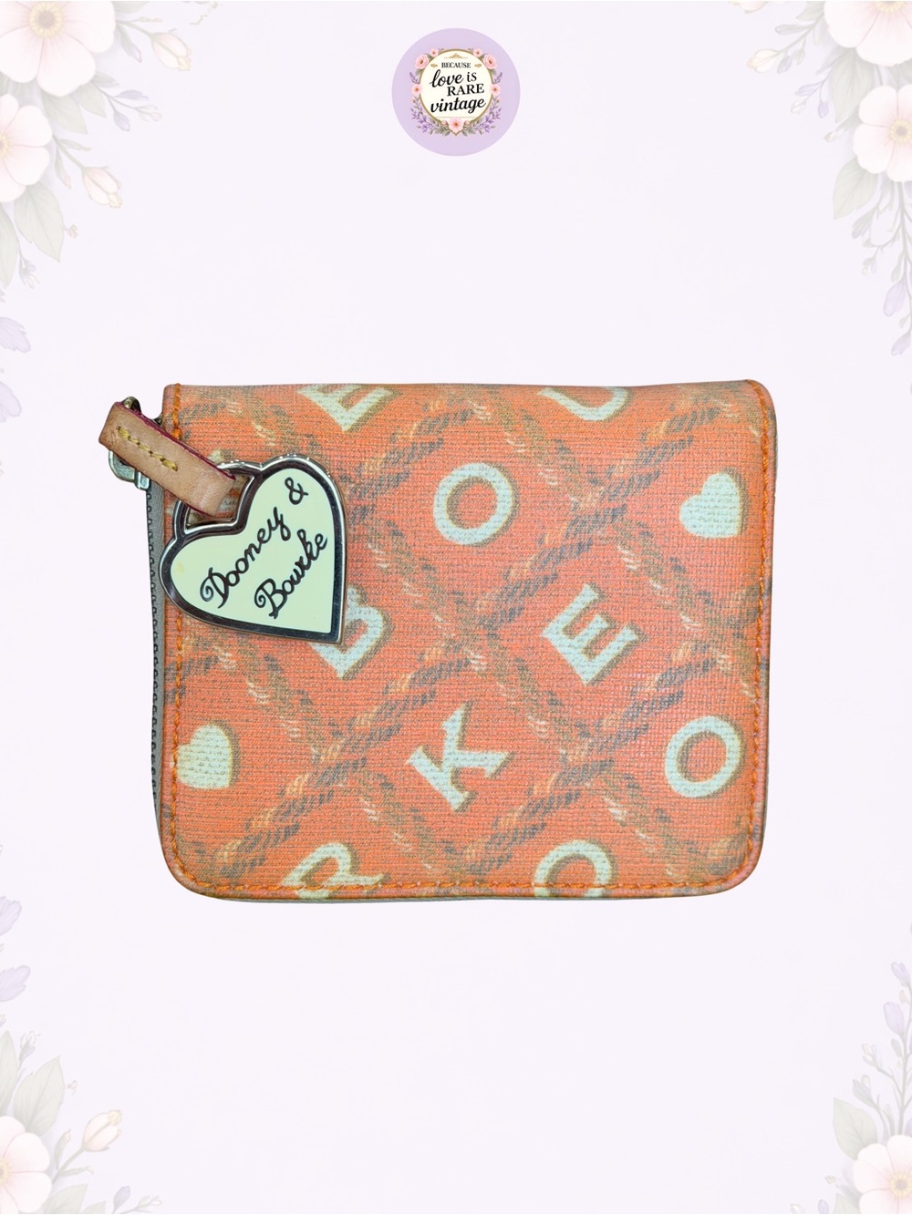 Dooney & Bourke Crossword Collection Wallet in Orange & Cream